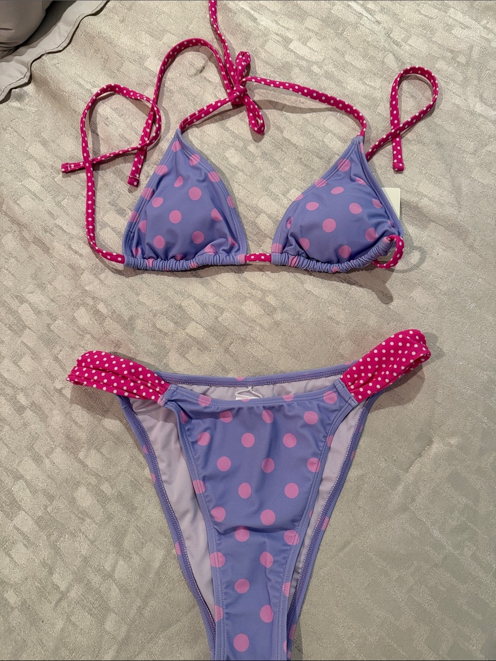 Cupshe Lavender Purple and Hot Pink Polka Dot Bikini